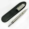 Giftpen Promotion Writing Pen Black eller Sliver Roller Ballpoint Fountain PenS Stationery Office School Supplies With Serie Number och 1 Gift Leather Bag
