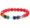 Fashion Strons Stone Natural 8 mm Bouddha Head coloré chakra reiki Bouddha Yoga Bracelet Elastic Bangles Femmes FT567K