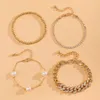 Strand Kunjoe 4pcs Bohemian Cuban Chain Bracelet مجموعة Rhinestone صغيرة CCB الفواصل السحر السحر لمجوهرات النساء الرجال هدية صديق