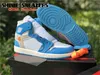 Scarpe più recenti Off Authentic 1 High UNC Uomo Donna Bianco Polvere University Blu Scuro Cono Nero Rosso Chicago Sneakers