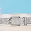 Cintos 2022 Moda Mulheres Glitter Belt Belt Feminino Pu da cintura de alta qualidade