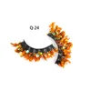 Halloween Party Glitter False Eyelashes Fluorescence Fluffy Wispy Colored Fake Mink Eyelash Carnival Christmas Cosplay Lashes