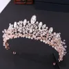 Bijoux de cheveux de mariage baroque de luxe en or rose perles de cristal coeur diadèmes de mariée couronne grand concours diadème bandeau accessoires 220831
