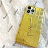 Fashion Gold Silver Phone Case Crocodile Ziarno Fonecaza Foneta Glitter Letters Designer Cover Telefon dla iPhone'a 14 13 12 11 Pro Max Jakość Hign