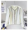 2022 Autumn Round Neck Tweed Panelled Jacket Ivory Solid Color Long Sleeve Single-Breasted Pockets Jackets Coat Short Outwear 22G186300