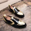Loafers Men Shoes British Color Matching PU Pointed Toe Carved Slip-on Fashion Business Casual Wedding Party Daily AD087