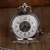 Taschenuhren Silber hohl gravierte weiße Zifferblatt Skala mechanische Uhr antike Retro Halskette Anhänger mit Kette Geschenke PocketFob