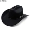 Breite Krempe Hüte Vintage Western Cowboy Hut für Herren Gentleman Lady Jazz Cowgirl mit Leder Cloche Kirche Sombrero Hombre Caps 220901