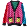 Femmes pull luxe GGity lettre Cardigan fermeture éclair tricoté poche Patchwork décontracté nouveau Chic chaud doux manteau ample