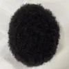 BÜYÜK İNDİRİM!! Avrupa Bakire İnsan Saç Değiştirme 4mm Afro Toupee #1B Siyah erkekler için tam İsviçre dantel üniteleri