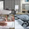 Adesivos de parede 10pcs 3d adesivo de parede telha cinza tijolo auto-adesivo impermeável banheiro decoração de casa de casa removab diy dhgyj