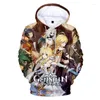 Sweat à capuche pour hommes et femmes, sweat-shirt de printemps Genshin Impact, mode 3D Hip Hop Harajuku, Streetwear pour hommes/femmes