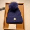 Mode Fax Pelz Pom Beanie Schädel Caps Gestrickte Hut Designer für Mann Frau Winter Hüte 6 Farbe Top Qualität263b