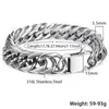 Link Bracelets Mens Bracelet 316L Stainless Steel 10 15mm Heavy Black Gold Silver Color Double Rombo Curb Cuban Chain Jewelry LHB289