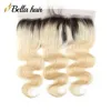 Bella Hair Ombre 1b/613 Lace Frontal with Dark Roots, 13x4 Ear to Ear Frontal Virgin Human Hair Sleek Straight Body Wave Pre Plucked with Natural Hairline SALE