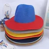 Panama Jazz Straw Hat Spring Summer Shade Hats Women Men Patchwork Cap Women's Double Color Caps Men's Sunhat