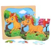 Cartoon 16pcs Pequenas peças Puzzle Toy Children Wooden Animal Jigsaw Baby Baby Early Educational Toys Gardengten Kids Gift