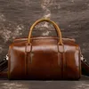 Duffel Bags Fashion Genuine Leather Ladies Luggage Cow Vintage Travel Bag Simple Shoulder Messenger Tide Hand-brushed Female