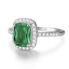 Cluster Rings Brand 925 Silver Jewellery Emerald Diamond For Women Square Gemstones Vintage White Gold Ring May Birthstone Bague