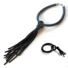 Charking Ydydbz Black Rubber Rope Tassel Charms de colar longo para mulheres Cadeia de couro grossa de jóias femininas de camisola de couro