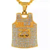 Pendentif Colliers Collier européen et américain Creative Hip Hop Hiphop Alliage Strass Bijoux No.23 Ball Shirt