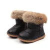 Bottes pour enfants Real fourrure Chaussures d'hiver en peluche Toddler pour tout-petit noir rose noir Boot Boot de cheville neige pas cher 201128298a