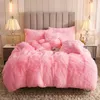 Ensembles de literie Housse de couette moelleuse Ensemble de lit Fausse fourrure Housse de couette floue Ensemble de luxe Ultra doux en peluche Shaggy Housse de couette 3 pièces 220901