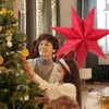 Christmas Decorations 2Pcs Star Lanterns Xmas Tree Hanging Pendant DIY Party Home Garden Drop Ornament 35cm 1pc & 45cm