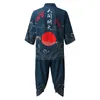 Men's Tracksuits Samurai Men Tradicional Homem Kimono Anime Cardigan e calças Cardigã de estampa de sol chinês