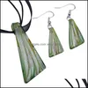 Boucles d'oreilles Collier Murano Verre Pendentifs Sier Feuille Lampwork Pendentif Soufflé Colliers Et Boucles D'oreilles Ensembles Bijoux De Mode En Bk Mus015 63 Dh8Qm