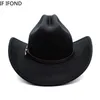 Breite Krempe Hüte Vintage Western Cowboy Hut für Herren Gentleman Lady Jazz Cowgirl mit Leder Cloche Kirche Sombrero Hombre Caps 220901