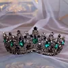 Wedding Hair Jewelry Baroque Bronze Black Green Crystal Bridal Tiaras Crown Vintage Diadem for Brides Headbands Accessories 220831