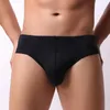 Slip Sexy hommes sous-vêtements slips Shorts glace soie culotte Gay solide respirant U poche convexe mâle Cueca Calzoncillos M-XXL