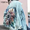 Femmes Vestes Femmes Denim Veste féminine Printemps Automne Boho Sequin Floral Appliques Broderie Manteau À Manches Longues Survêtement Femme Veste femme 220901