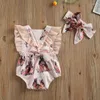 Kleidungssets Baby Mädchen Schwestern Passende Kleidung Ostern Kostüm Blumendruck Strampler/Kleid Kopfbedeckung Outfits für den Sommer