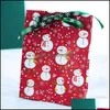 Gift Wrap New Christmas Gift Packaging Bag Snowman Tree Penguin Food Diy Baking Snack Kraft Paper Flat Pocket Drop Delivery 2021 Home Dhew9