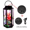 Strings Rechargable LED Rose Wind Lamp With In Glass Dome And Metal Frame 11 31cm Ornament Gift For Valentine's Day Wedding K888