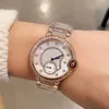 4 스타일 럭셔리 여성 다이아몬드 시계 로즈 골드 케이스 멋진 디자이너 아이스 아웃 시계 석영 운동 로마 숫자 방수 손목 시계