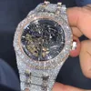 Moissanite -version Digner Skeleton X63V Nya diamanter Watch Pass TT Rose Sier till Quality Mechanical Movement Men 190065