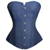 Bustiers Corsets Cowboy and Gothic Brocade Corset Denim Jean Slimming Overbust Top Sexy Corselet