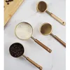 Messwerkzeuge 48 Stück goldene Tassen und Löffel aus Holz, Edelstahl, für Lebensmittel, Kaffee, Mehl, Schaufel, Küchenwaage, Backen, Kochen, Gadget-Sets 220830