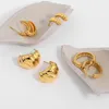 Hoop Earrings Uworld Luxury Retro Wide Face Croissant For Women Stylish 18K Gold Plated Stainless Steel Hollow Snail Huggie Pendiente