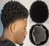 Indian Virgin Remy Human Hair Piece African Americans 4mm Afro Kinky Curl Full Lace Toupee For Black Men