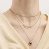 Ketten Mode Herz Choker Halskette Niedliche Metall Mehrschichtige Pullover Kette Anhänger Süße Kristall Für Frauen Schmuck Mädchen Geschenk