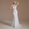 Mermaid Wedding dress Simple Tube Top Dress Design White Long Sweet Lace Party Bridal Dress YS00067