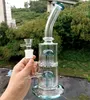 Narguilés en verre de 9 pouces Bangs à eau de type droit avec bras à double arbre Perc Pipes à fumer femelles de 14 mm