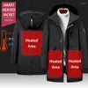 Men's Jackets 2022 USB Electric Heating Jacket Long Men Heated Coat Cotton Fever Clothing Military Color Ski Hunting Waterproof P9120