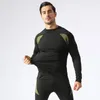 Running sets Men Winter Fleece Sport Costume Sportswear Gym Workout Set Fitness Comperssion Shirt Jogging Training Thermal Underwear thermal