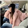 Women's Fur Faux Winter Coat Loose Casual Thick Warm Short Coats Ladies Rabbit White Pink Jacket for Women 220901