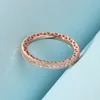 Rose Gold Sparkle Hearts Ring Women Mens Full Cz Diamond Wedding Jewelry for Pandora Sterling Silver Girl Girent Rings with Original Box